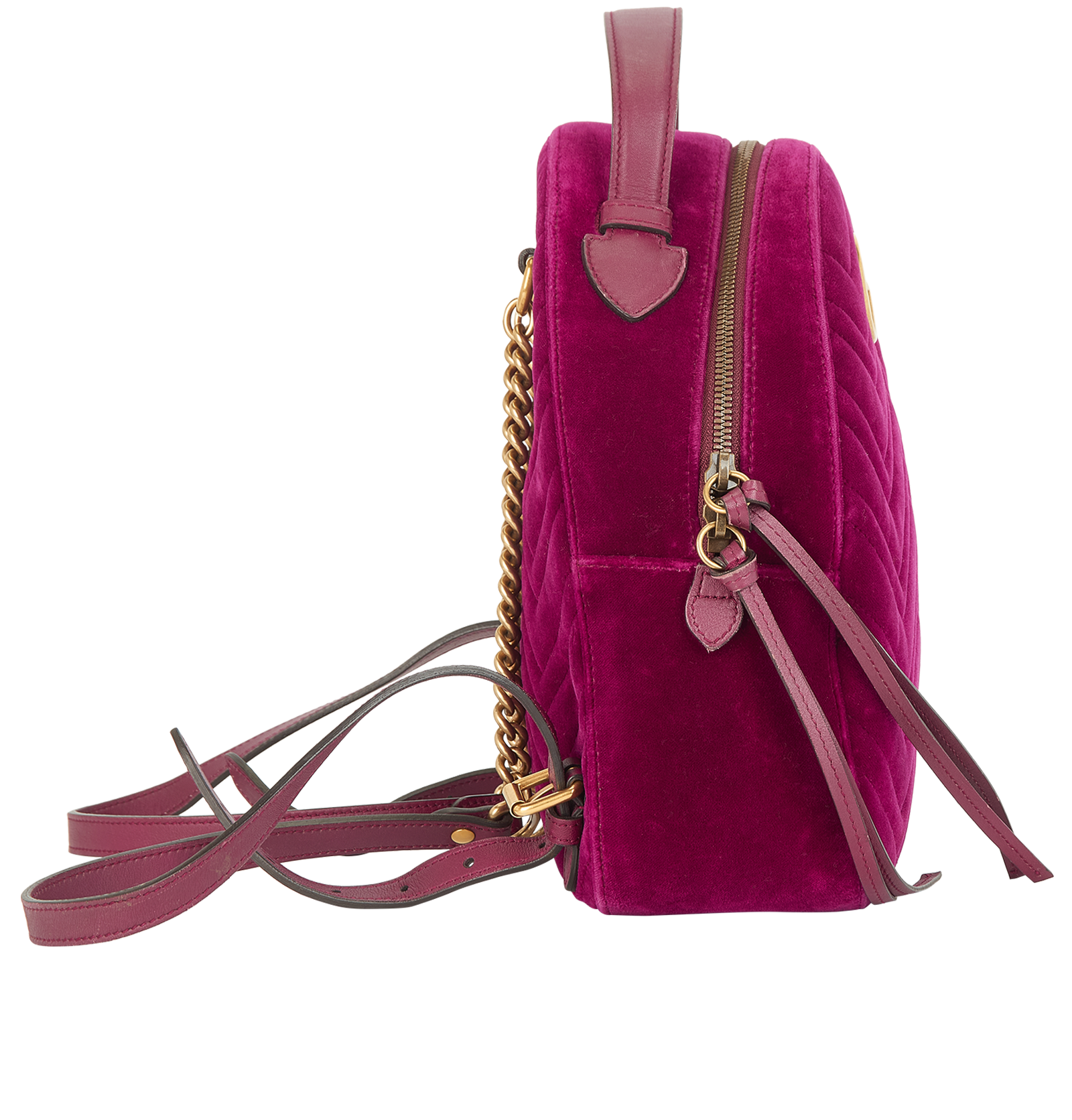 GG Marmont Backpack, &pound;750, Handbags, Purple, Velvet, Side view
